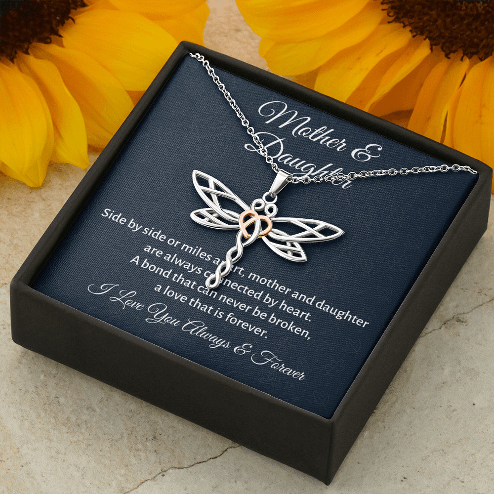 Mother & Daughter Dragonfly Necklace Gift, Mom Birthday or Christmas Present from Daughter, Parent Appreciation Gift