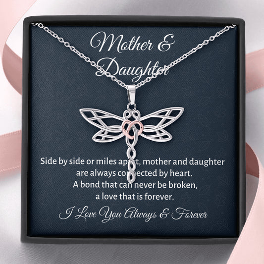 Mother & Daughter Dragonfly Necklace Gift, Mom Birthday or Christmas Present from Daughter, Parent Appreciation Gift