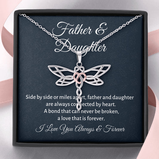 Father & Daughter Dragonfly Necklace Gift, Daughter Birthday or Christmas Present from Dad, Daughter Appreciation Gift