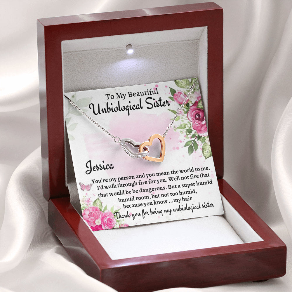 Unbiological Sister Gift, Personalized Two Hearts Necklace, Gift For A Soul Sister, Birthday Gift For A Friend, Best Friend Christmas Gift