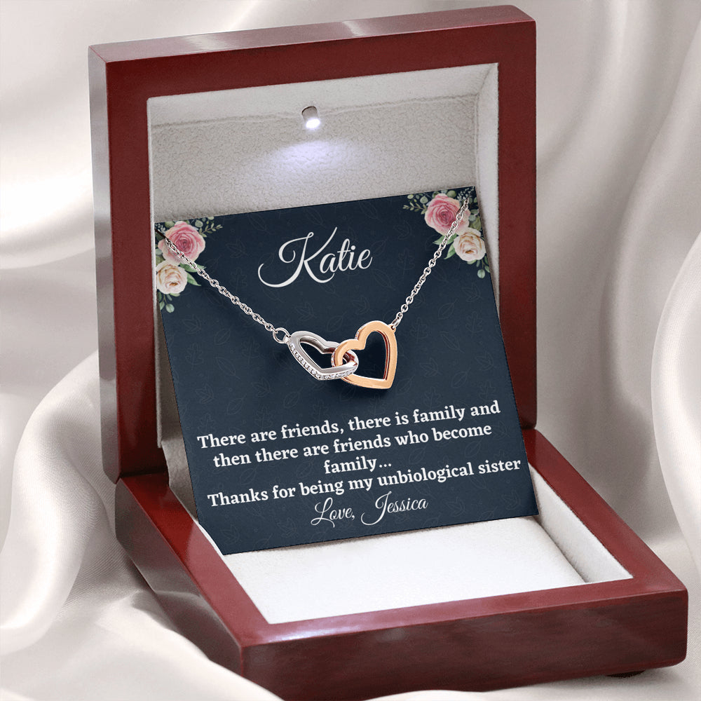 Gift for Best Friend, Personalized Two Hearts Necklace, Unbiological Sister Gift, Gift For Your BFF, Sister Gift