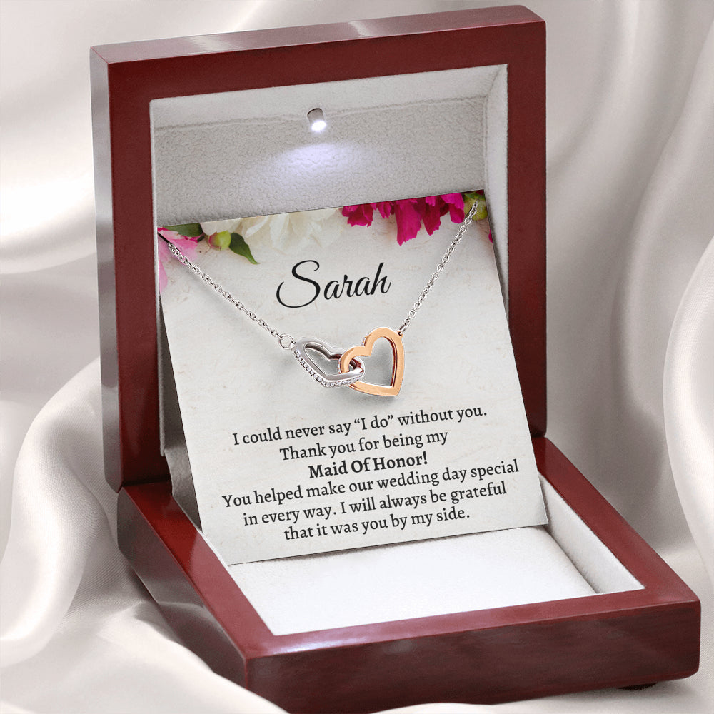 Maid of Honor Thank You Gift From Bride, Personalized Maid of Honor Thank You Gift, Two Hearts Necklace, Appreciation Gift, Jewelry Gift, Matron of Honor Gift
