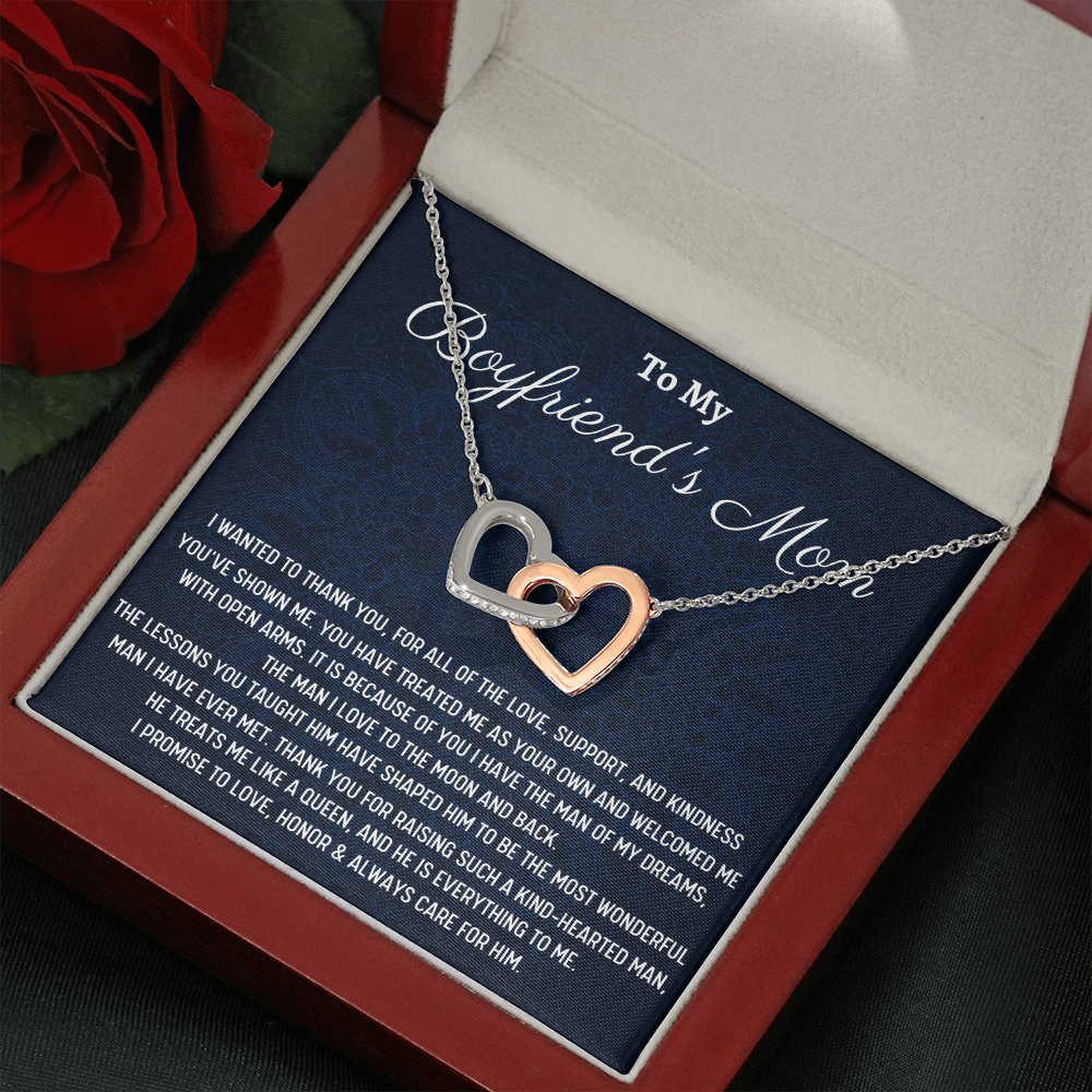 To My Boyfriends Mom Gift, Two Hearts Necklace, Christmas Gift for Boyfriends Mom Gift for Boyfriend's Mom From Girlfriend