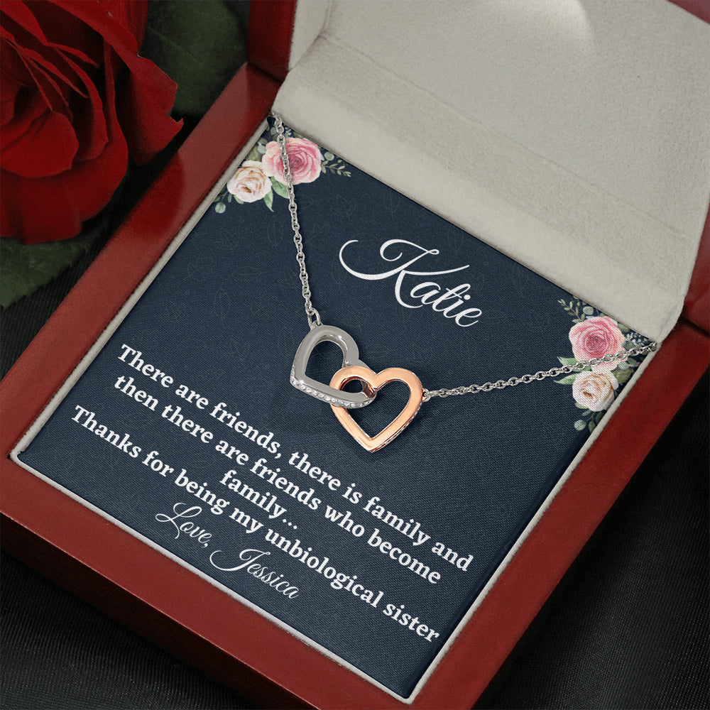 Gift for Best Friend, Personalized Two Hearts Necklace, Unbiological Sister Gift, Gift For Your BFF, Sister Gift