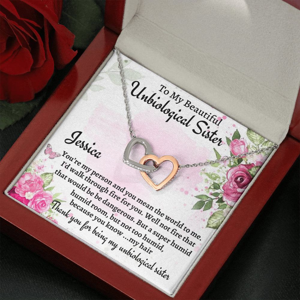 Unbiological Sister Gift, Personalized Two Hearts Necklace, Gift For A Soul Sister, Birthday Gift For A Friend, Best Friend Christmas Gift