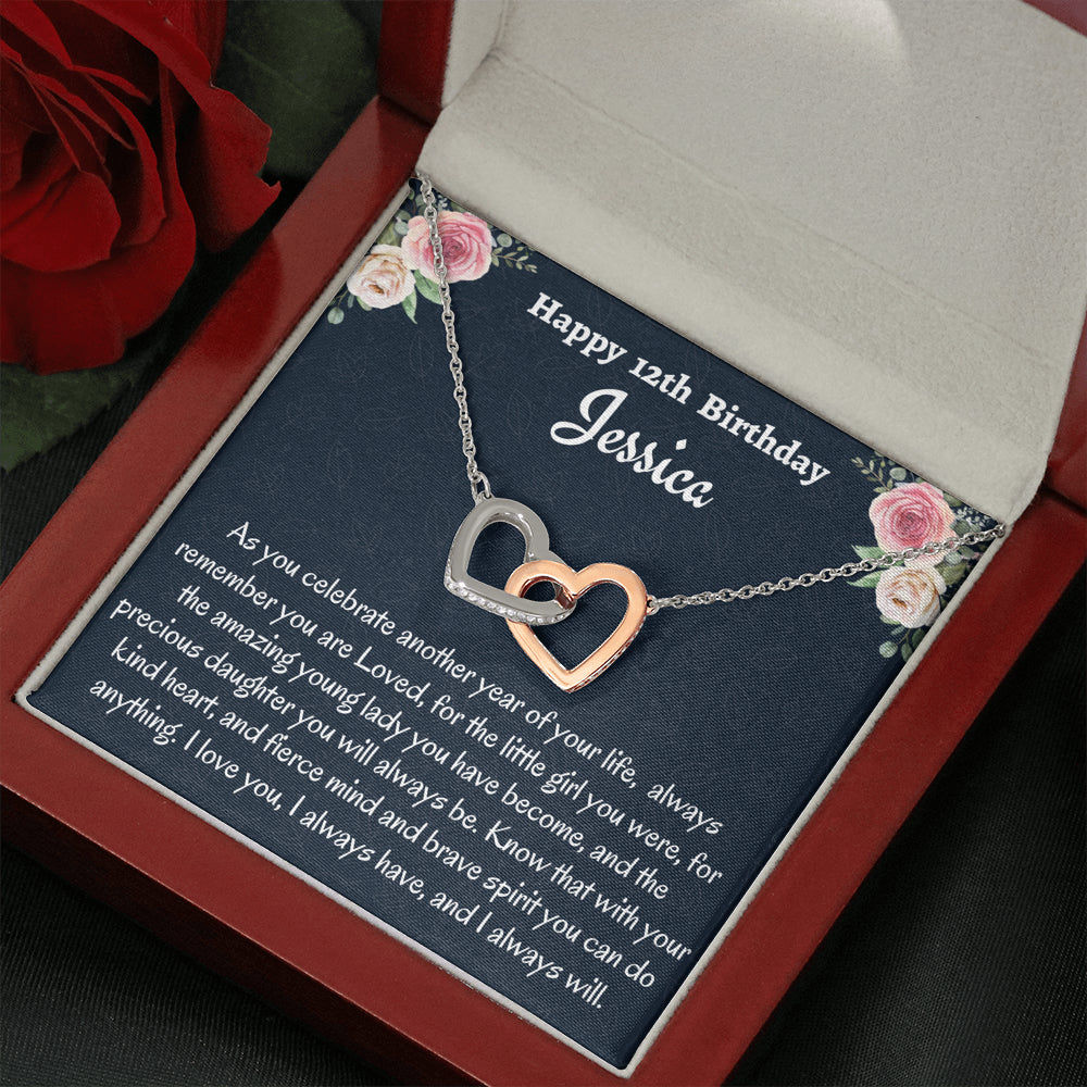 Birthday Gift for 12 Year Old Girl, Personalized Twelfth Birthday Gift, Two Hearts Necklace, Birthday Present for 12 Year Old, Birthday Gift For A Daughter