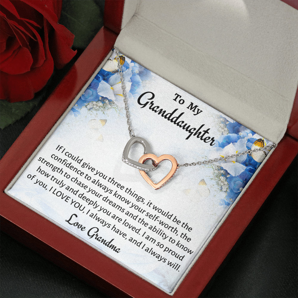 To My Granddaughter Two Hearts Necklace Gift, Know You Are Deeply Loved Necklace, Gift for Daughter from Nana Birthday, Graduation or Christmas Present