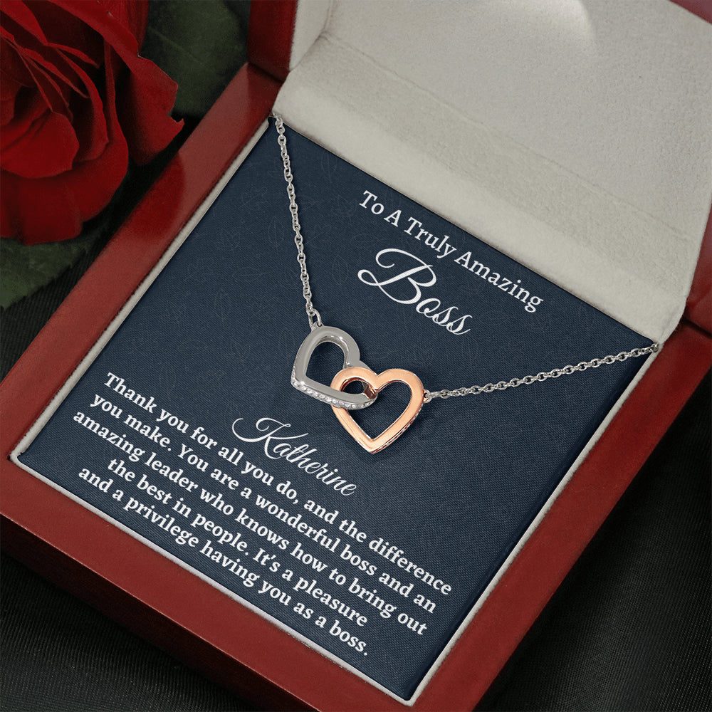 Personalized Boss Gift for Women Boss, Hearts Necklace, Boss Lady Jewelry Gift, Appreciation Thank You Gift For An Amazing Boss
