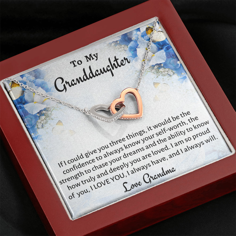 To My Granddaughter Two Hearts Necklace Gift, Know You Are Deeply Loved Necklace, Gift for Daughter from Nana Birthday, Graduation or Christmas Present