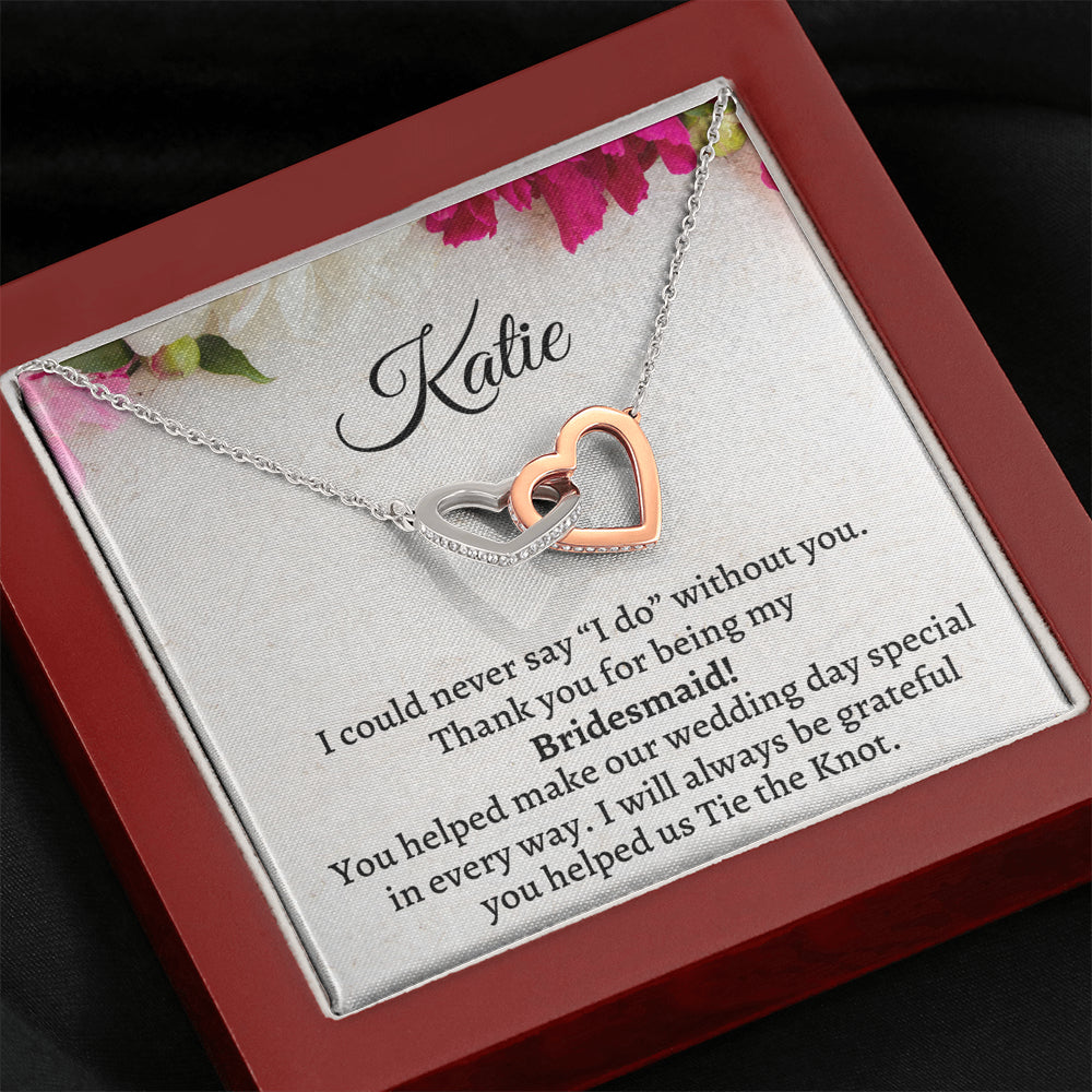 Bridesmaid Thank You Gift From Bride, Personalized Bridesmaid Thank You Gift, Two Hearts Necklace, Appreciation Gift, Bridesmaid Jewelry Gift