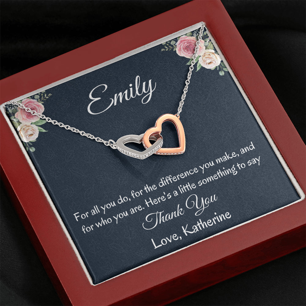 Thank You Personalized Gift, Two Hearts Necklace, Mindfulness Gift For A Friend, Appreciation Jewelry Gift For Women,  Thank You Gift