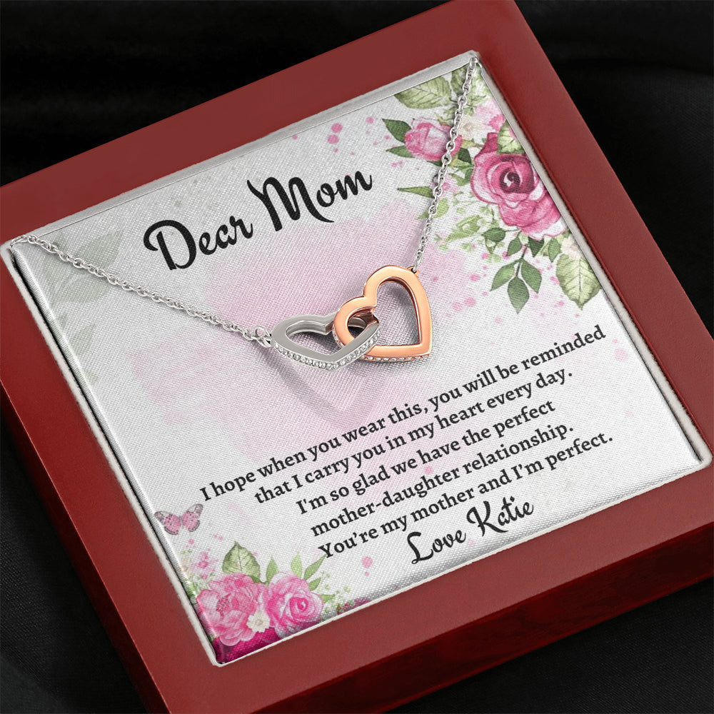 Gift for Mom, Two Hearts Necklace Gift For Mom, Birthday Gift, Present From Daughter to Mother Christmas Gift