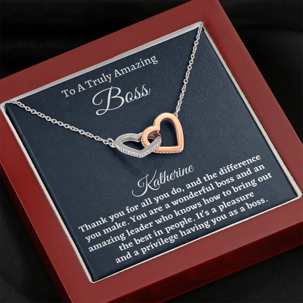 Personalized Boss Gift for Women Boss, Hearts Necklace, Boss Lady Jewelry Gift, Appreciation Thank You Gift For An Amazing Boss