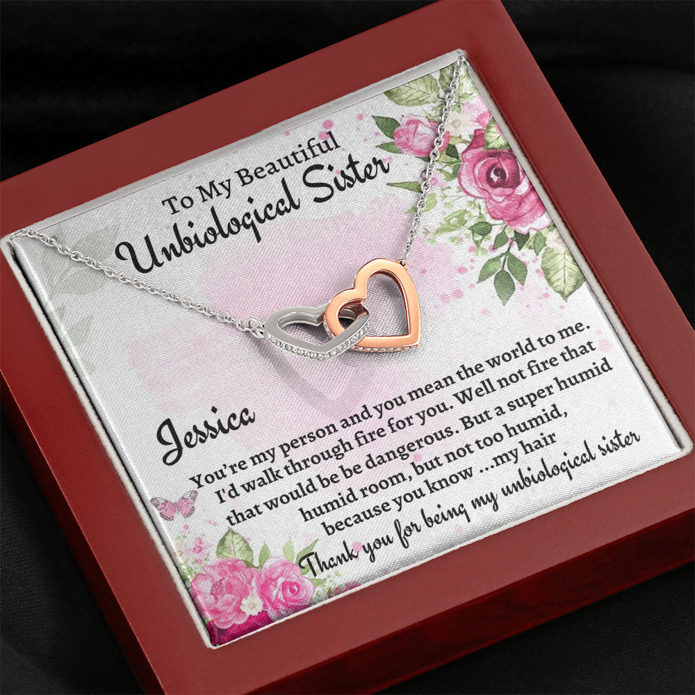 Unbiological Sister Gift, Personalized Two Hearts Necklace, Gift For A Soul Sister, Birthday Gift For A Friend, Best Friend Christmas Gift
