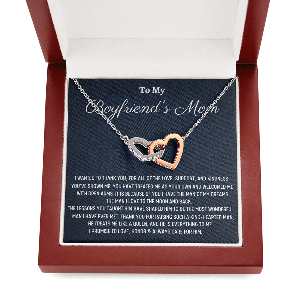 To My Boyfriends Mom Gift, Two Hearts Necklace, Christmas Gift for Boyfriends Mom Gift for Boyfriend's Mom From Girlfriend