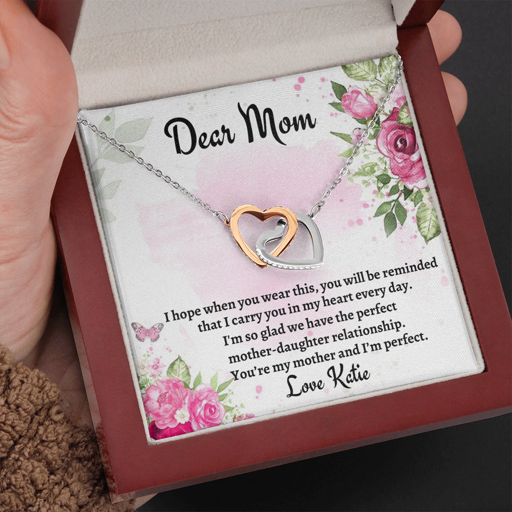 Gift for Mom, Two Hearts Necklace Gift For Mom, Birthday Gift, Present From Daughter to Mother Christmas Gift
