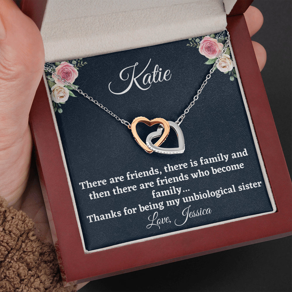 Gift for Best Friend, Personalized Two Hearts Necklace, Unbiological Sister Gift, Gift For Your BFF, Sister Gift