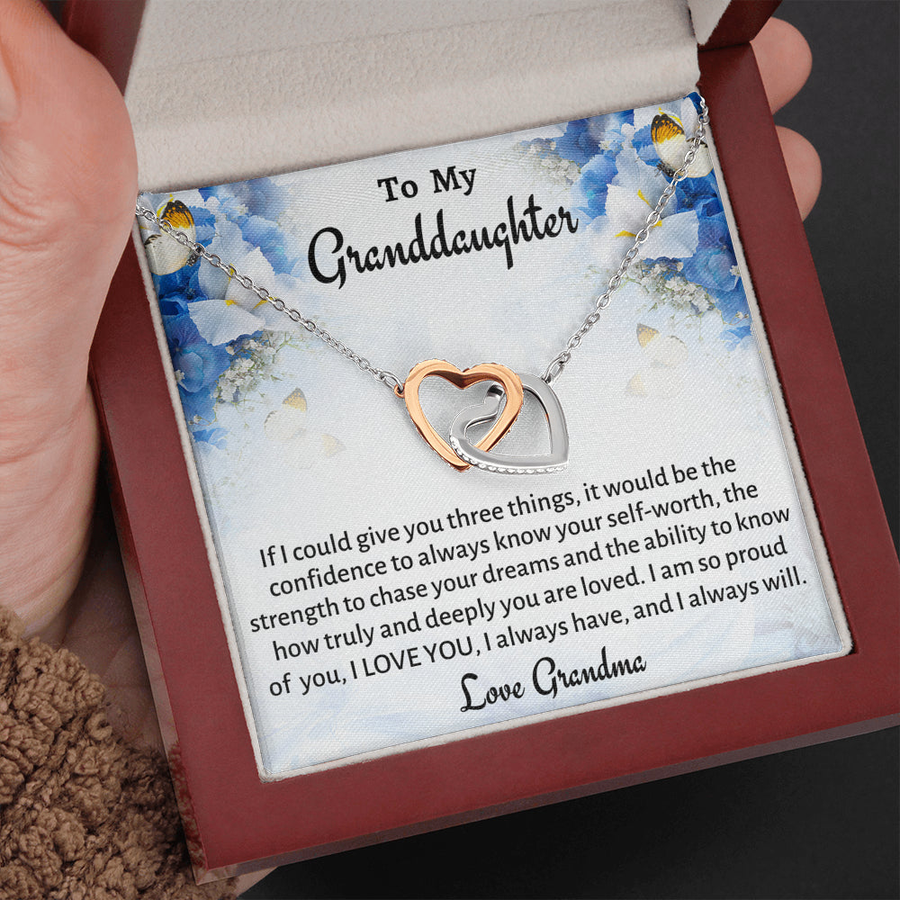 To My Granddaughter Two Hearts Necklace Gift, Know You Are Deeply Loved Necklace, Gift for Daughter from Nana Birthday, Graduation or Christmas Present