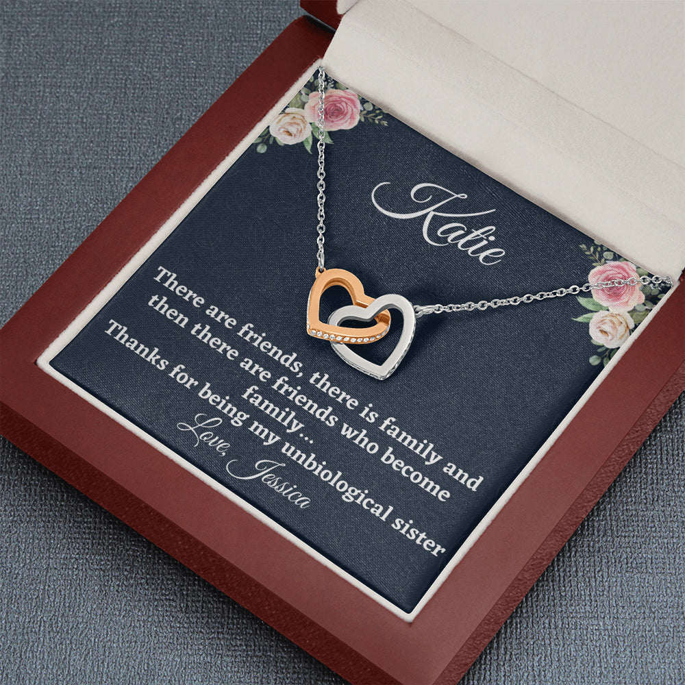 Gift for Best Friend, Personalized Two Hearts Necklace, Unbiological Sister Gift, Gift For Your BFF, Sister Gift