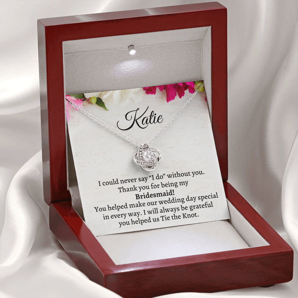 Bridesmaid Thank You Gift From Bride, Personalized Bridesmaid Thank You Gift, Love Knot Necklace, Appreciation Gift, Bridesmaid Jewelry Gift