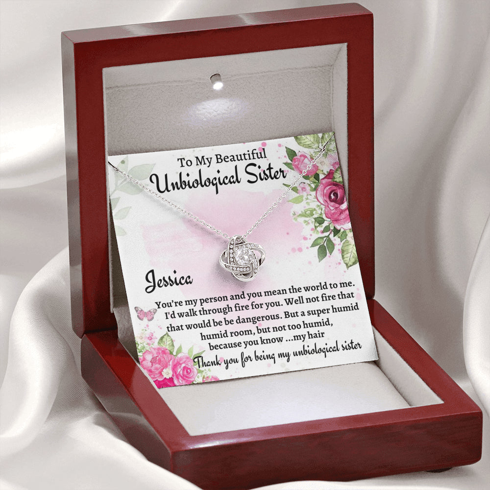 Unbiological Sister Gift, Personalized Love Knot Necklace, Gift For A Soul Sister, Birthday Gift For A Friend, Best Friend Christmas Gift