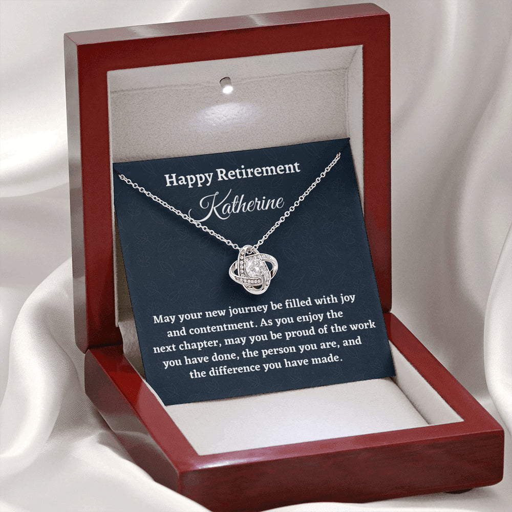 Personalized Retirement Gift for Women, Retirement Necklace Coworker Retirement Gift, Love Knot Necklace, Gifts for Retiring Colleague