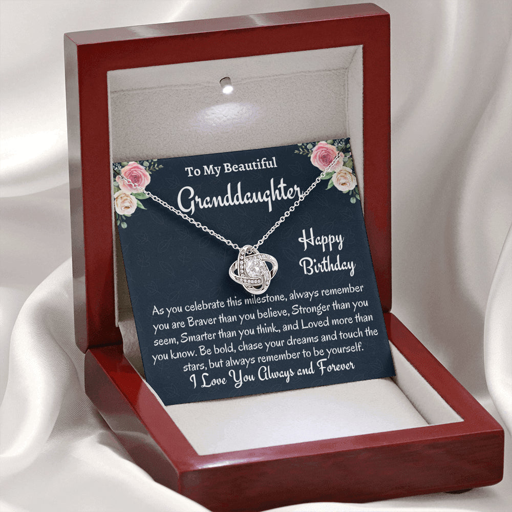 To My Granddaughter Birthday Gift, Love Knot Necklace, Gift For Granddaughter From Grandma, Birthday Jewelry, Grandfather to Granddaughter