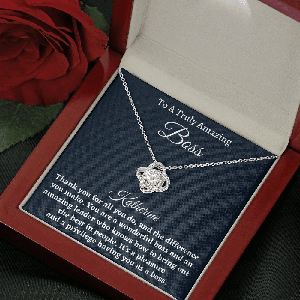 Personalized Boss Gift for Women Boss, Love Knot Necklace, Boss Lady Jewelry Gift, Appreciation Thank You Gift For An Amazing Boss