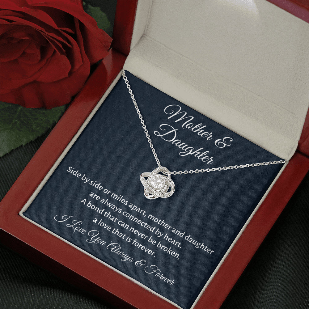 Mother & Daughter Love Knot Necklace Gift, Mom Birthday or Christmas Present from Daughter, Parent Appreciation Gift