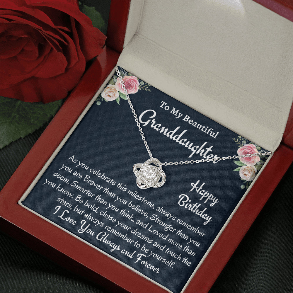 To My Granddaughter Birthday Gift, Love Knot Necklace, Gift For Granddaughter From Grandma, Birthday Jewelry, Grandfather to Granddaughter