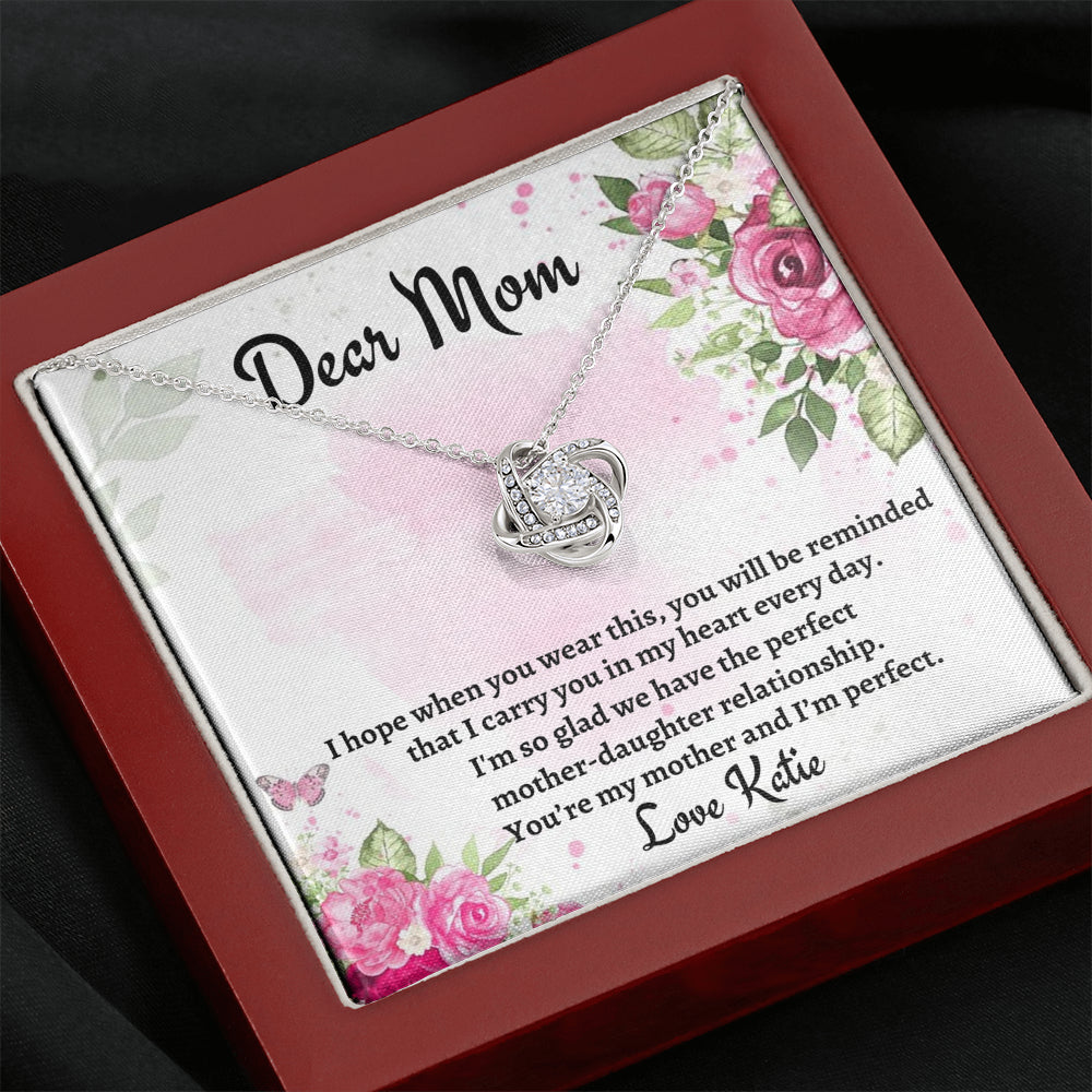 Gift for Mom, Love Knot Necklace Gift For Mom, Birthday Gift, Present From Daughter to Mother Christmas Gift