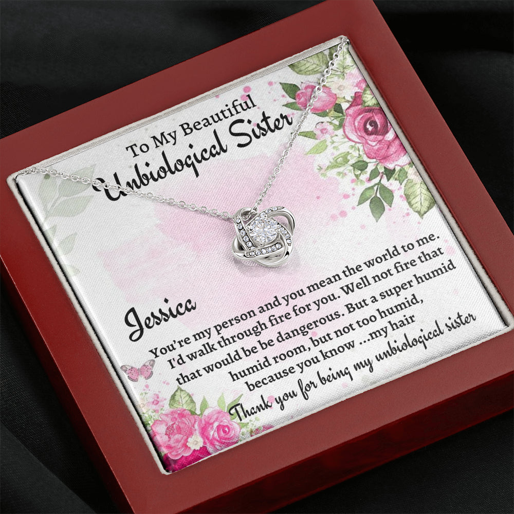 Unbiological Sister Gift, Personalized Love Knot Necklace, Gift For A Soul Sister, Birthday Gift For A Friend, Best Friend Christmas Gift