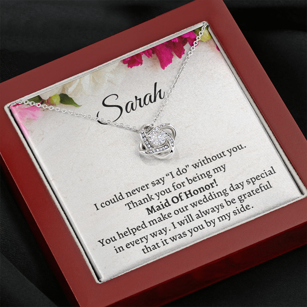 Maid of Honor Thank You Gift From Bride,Personalized Maid of Honor Thank You Gift, Love Knot Necklace, Appreciation Gift, Jewelry Gift, Matron of Honor Gift