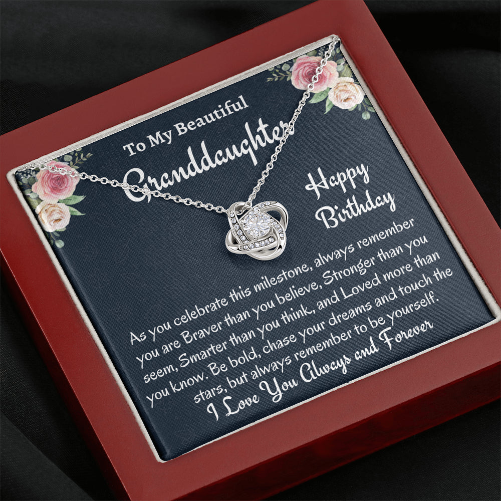 To My Granddaughter Birthday Gift, Love Knot Necklace, Gift For Granddaughter From Grandma, Birthday Jewelry, Grandfather to Granddaughter