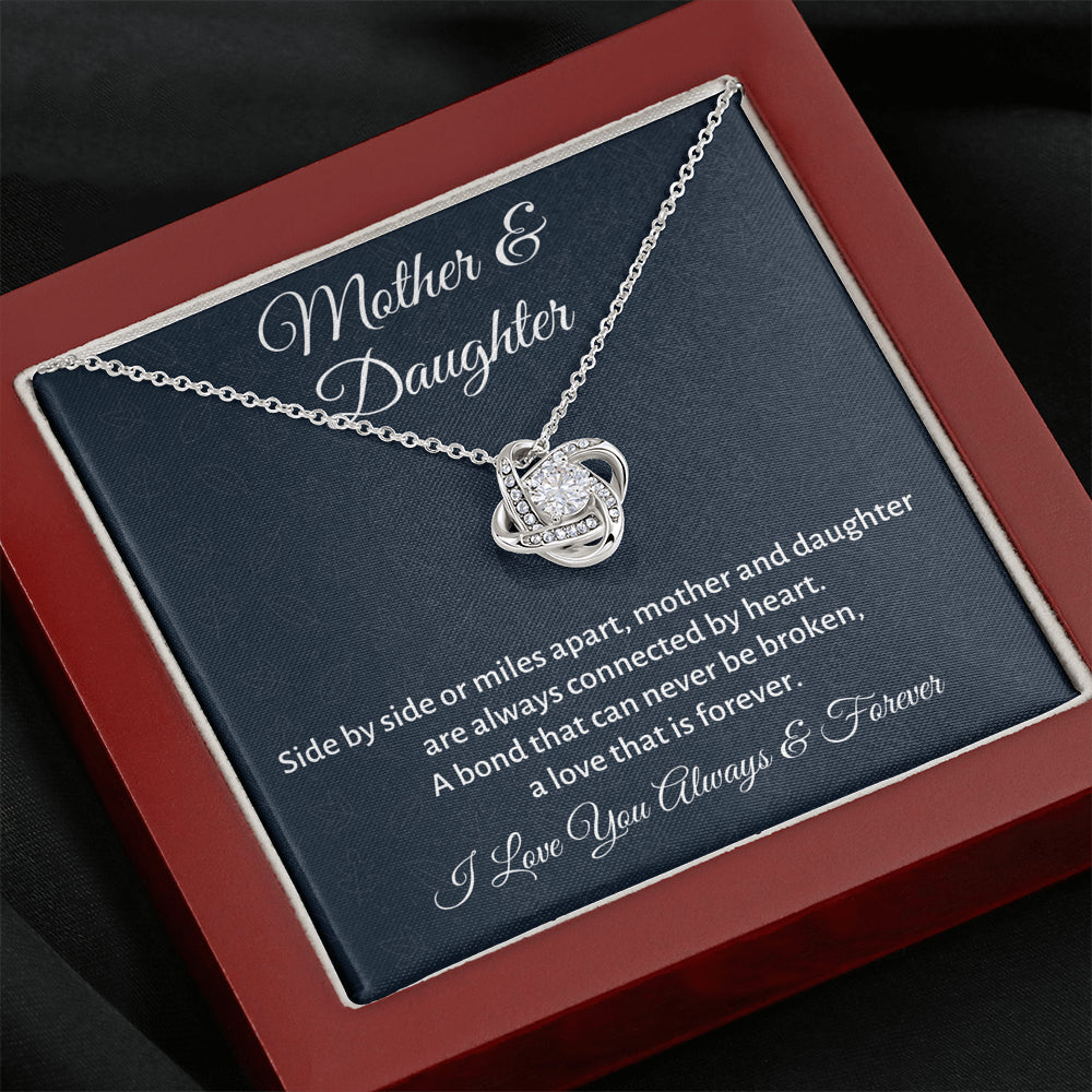 Mother & Daughter Love Knot Necklace Gift, Mom Birthday or Christmas Present from Daughter, Parent Appreciation Gift