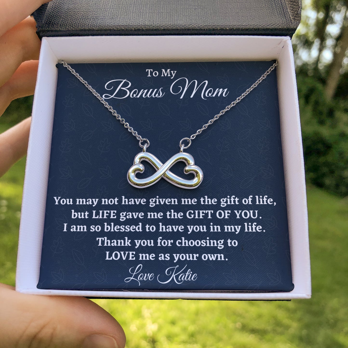 Stepmom Necklace Gift, Gift for Bonus Mom, Infinity Love Necklace, Birthday Gift From Stepdaughter, Christmas Gift For Mother In Law From Bonus daughter