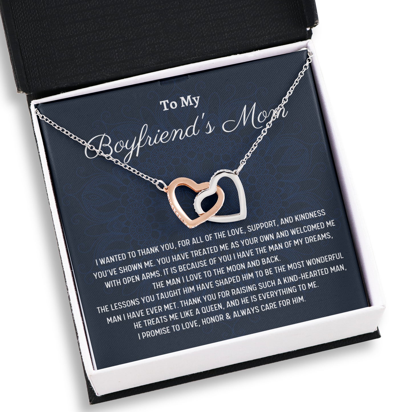 Boyfriends Mom Gift, Two Hearts Necklace, Valentine Gift for My Boyfriends Mom, Gift for Boyfriend's Mom From Girlfriend